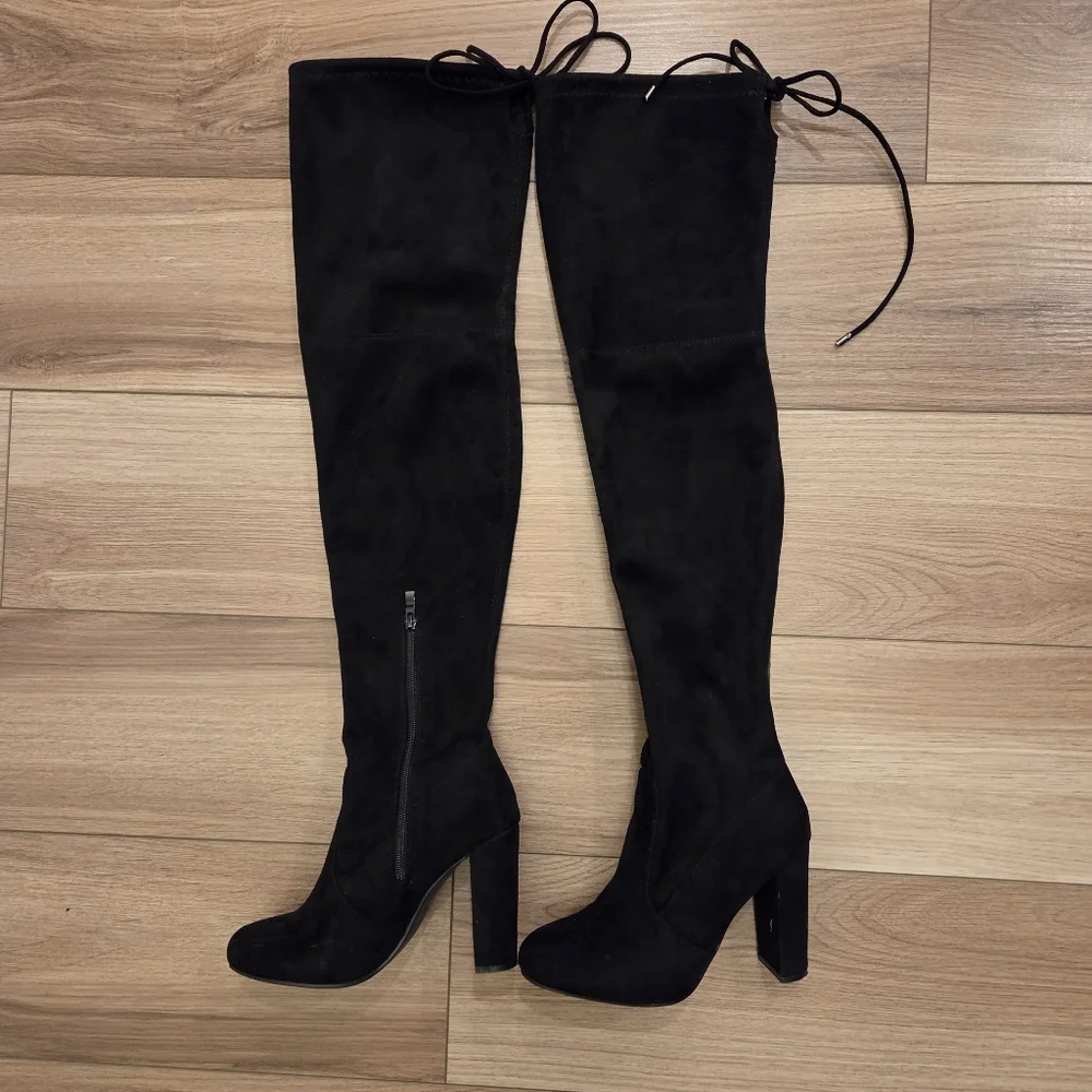 Jacobies Black Over-the-Knee Faux Suede Boots Size 8